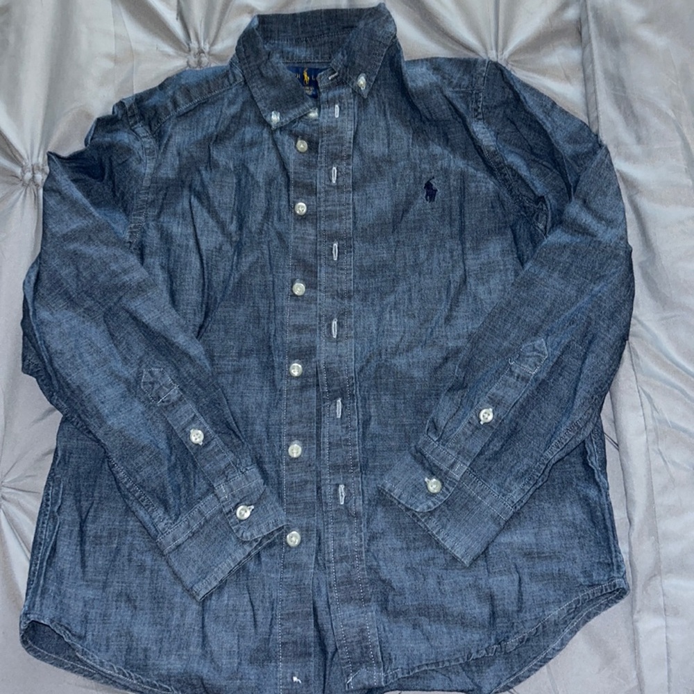 Ralph Lauren boys 10-12 used denim button down like brand new